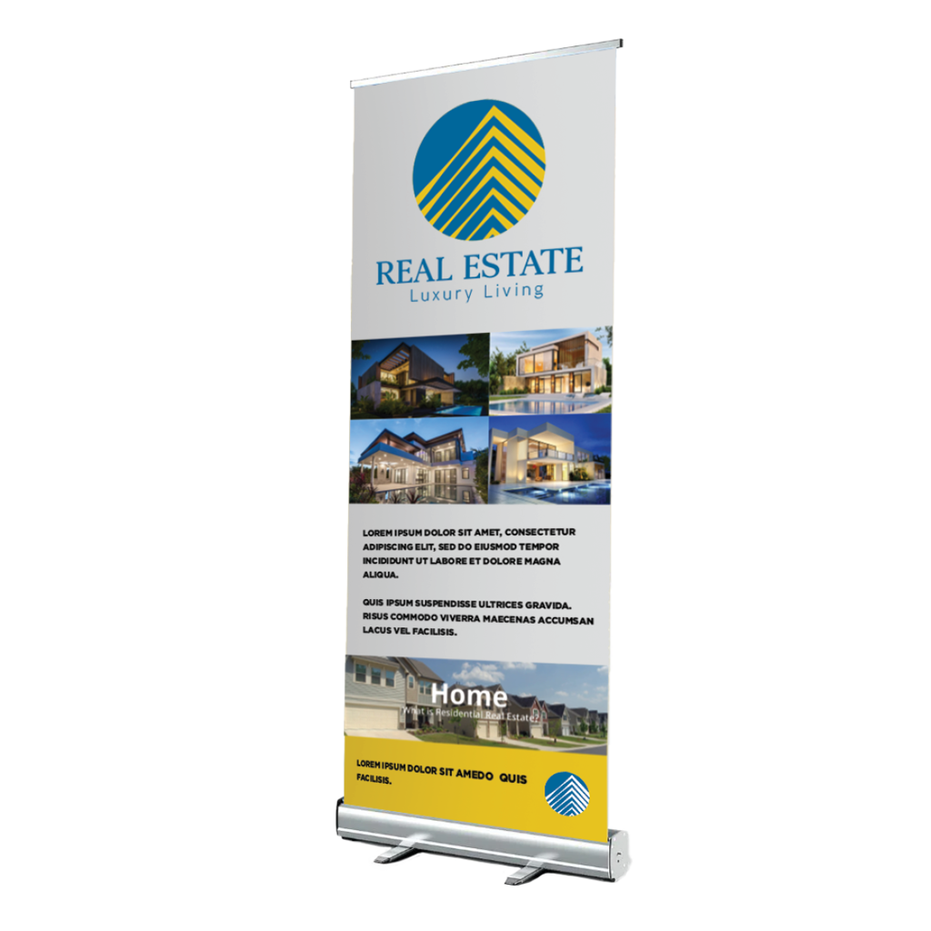 Real estate pull up roller banner