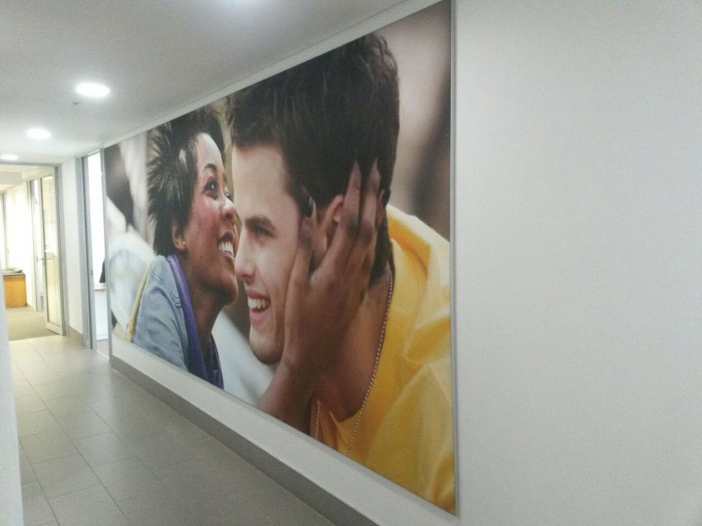 Branded fabric frame wall display