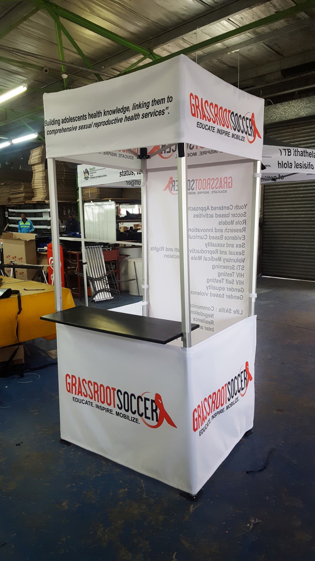 Branded pop up kiosk at event