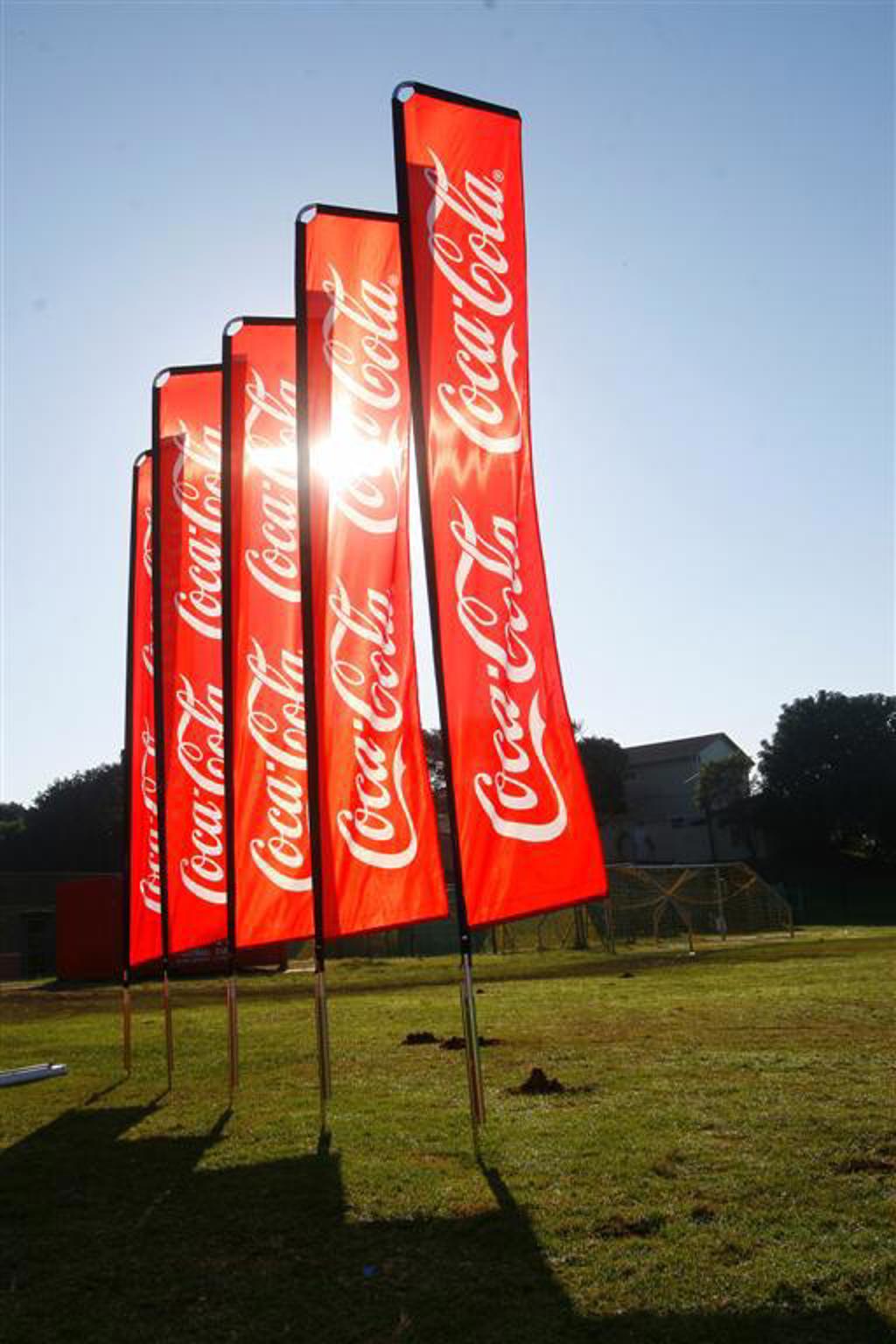 Branded telescopic flag at outdoor activation